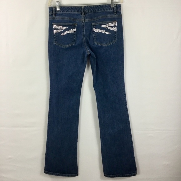 MICHAEL Kors Low-Rise Bootcut Jeans with Silver Studded Back Pockets Size 8 - Picture 2 of 9